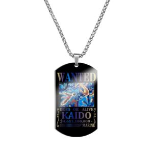 Pendentif Kaido Dragon au design Wanted, acier inoxydable One Piece