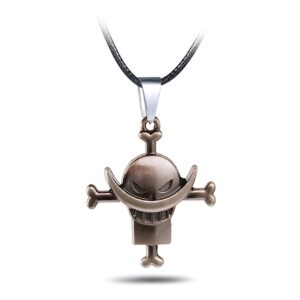 Collier pendentif symbole Barbe Blanche cuir végan tressé One Piece