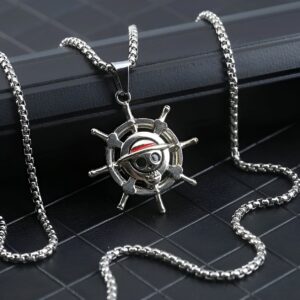 Collier pendentif roue acier inoxydable Luffy One Piece