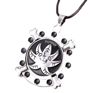 Collier pendentif du navire Thousand Sunny en cuir végan tressé