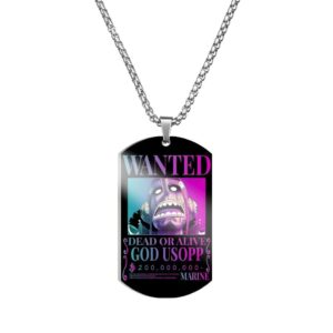 Pendentif Wanted God Usopp en acier inoxydable avec avis de recherche du sharpshooter