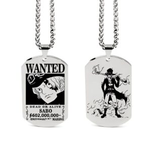 Pendentif avis de recherche Sabo acier inoxydable One Piece