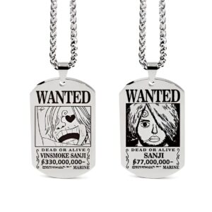 Collier métal Sanji avis de recherche pendentif One Piece
