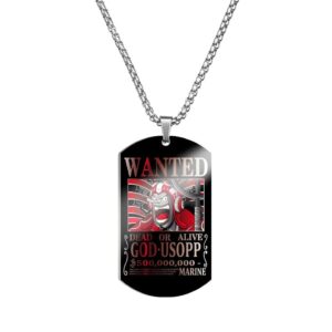 Collier Wanted Usopp en acier inoxydable avec pendentif gravé