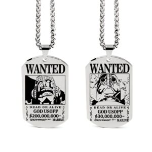 Pendentif acier inoxydable Usopp avis de recherche One Piece