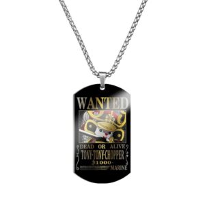 Collier pendentif Tony Tony Chopper wanted en acier One Piece