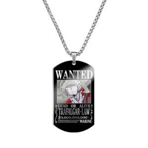 Collier acier inoxydable avec pendentif avis de recherche Trafalgar Law Chirurgien de la Mort