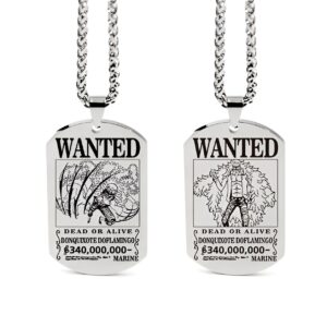Collier avis de recherche Doflamingo acier inoxydable One Piece
