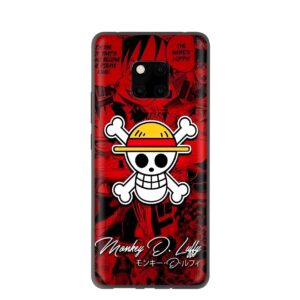 Coque Huawei rouge et noir avec design Luffy Chapeau de Paille
