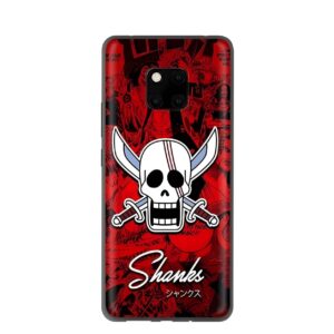 Coque Huawei noire et rouge avec emblème Jolly Roger Shanks