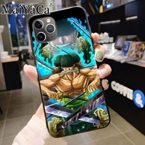 Coque pour iPhone One Piece Zoro Ashura avec illustration de la transformation trois sabres