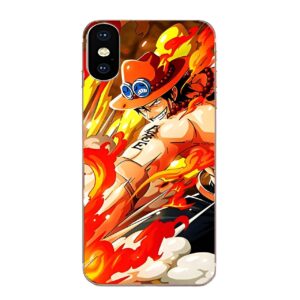 Coque LG Portgas D Ace design flammes One Piece silicone protection