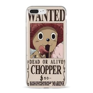 Coque téléphone One Piece au design Avis de Recherche de Tony Chopper, médecin de l'équipage Mugiwara, en silicone souple