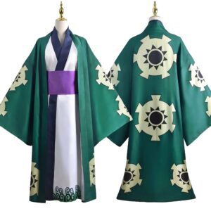 Costume Zoro Wano kimono vert obi violet One Piece