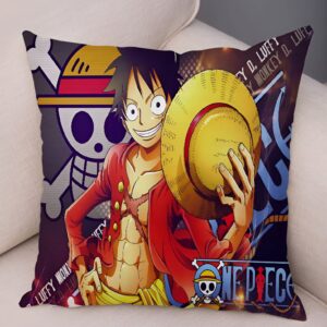 Housse coussin Luffy chapeau de paille pirate Mugiwara One Piece polyester 45x45