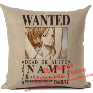 Housse de coussin Nami avec avis de recherche One Piece