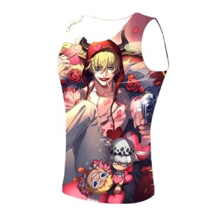 Débardeur One Piece Corazon, design détaillé inspiré du manga, en polyester