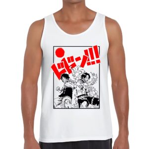 Débardeur Luffy et Ace One Piece, design frères fraternité, motif manga sur tissu de couleur