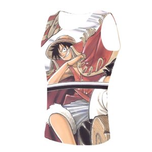 Débardeur rouge et noir Luffy Roi des Pirates de One Piece avec design dynamique
