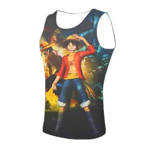 Débardeur noir Luffy pose dynamique impression One Piece