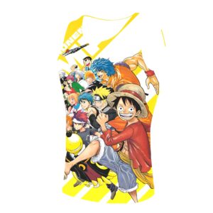 Débardeur noir héros shonen Luffy Ichigo Naruto impression One Piece
