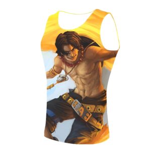 Débardeur orange et noir avec design élaboré de Portgas D. Ace de One Piece