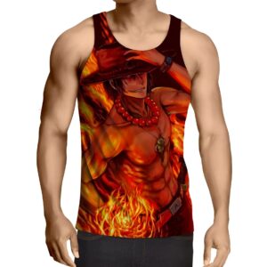 Débardeur One Piece Portgas D Ace flamboyant design détaillé