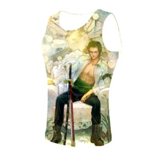Débardeur Roronoa Zoro, épéiste One Piece, design Manga Musculation