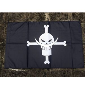 Drapeau Barbe Blanche avec croix et moustache, équipage pirate One Piece