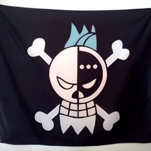 Drapeau avec emblème de Franky, charpentier cyborg de l'équipage Mugiwara au Chapeau de Paille One Piece