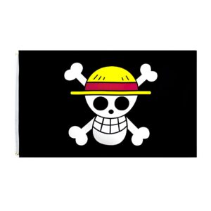 Drapeau Jolly Roger One Piece Mugiwara 90x150cm, symbole équipage Pirates Chapeau Paille