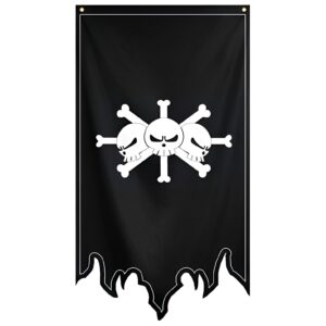 Drapeau Barbe Noire Marshall Teach emblème trois crânes coton polyester