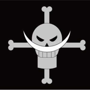 Drapeau Barbe Blanche Whitebeard Pirates One Piece avec croix blanche moustache