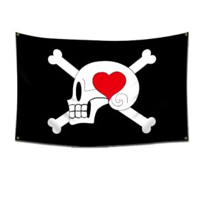 Drapeau pirate Alvida crâne blanc cœur rouge 60x90 cm