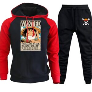 Ensemble hoodie et pantalon avec avis de recherche Monkey D Luffy Mugiwara
