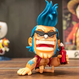Figurine Franky charpentier cyborg des Mugiwara avec coiffure bleue