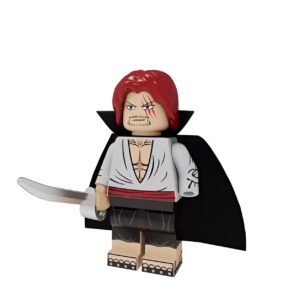 Figurine Lego de Shanks le Roux, Empereur pirate aux cheveux rouges et cape noire One Piece