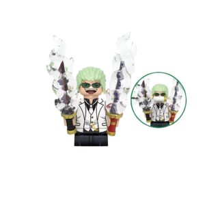 Figurine Lego Roronoa Zoro trois sabres verts bandana noir équipage Mugiwara