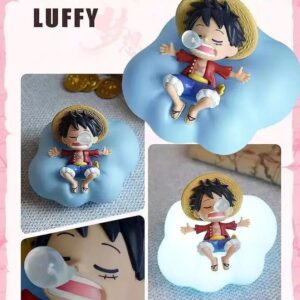 Figurine Monkey D. Luffy dormeur sur coussin lumineux LED, capitaine des Mugiwara de One Piece
