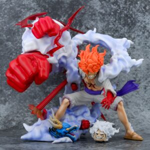 Statue Luffy Gear 5 Nika 27 cm PVC détails nuages One Piece