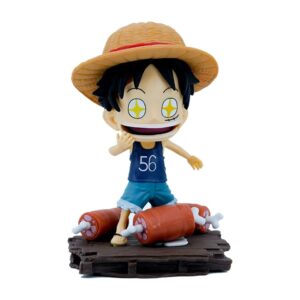 Figurine Luffy 15cm célébrant sa passion pour la viande avec un grand sourire