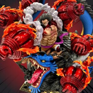 Diorama figurine de la bataille Luffy contre Kaido à Wano Kuni, 25cm
