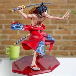 Figurine Monkey D Luffy Katana Wano Kuni avec costume samouraï et arme