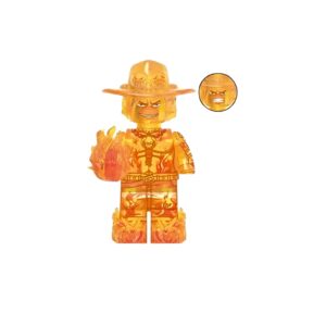 Figurine Lego style blocs représentant Portgas D Ace, commandant des Pirates de Barbe Blanche
