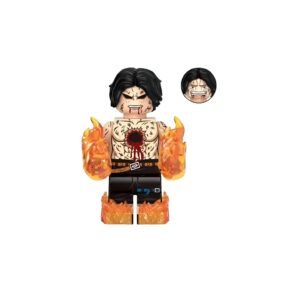 Figurine Portgas D. Ace en style briques, représentant le capitaine des pirates de Barbe Blanche en pose statique