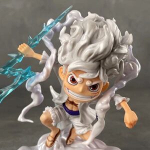 Figurine Luffy Gear 5 16cm avec aura énergétique bleutée détaillée