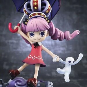 Figurine Perona 17 cm en robe gothique ornée de dentelle, ombrelle ouvragée, expression énigmatique de la princesse fantôme One Piece