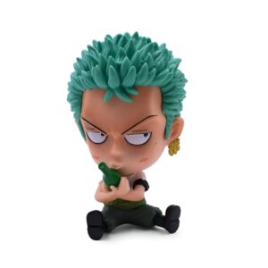 Figurine POP Zoro Roronoa, épéiste aux cheveux verts, bandana blanc, assis avec gourde de saké