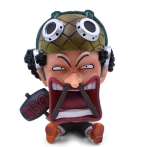 Figurine POP Usopp style Chibi avec Marteau 100T, expression joyeuse, format compact collectible