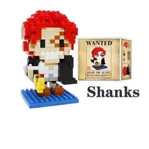 Figurine NanoBlock Shanks 230 pièces, capitaine des Red Hair Pirates, représentation miniature du pirate légendaire avec cheveux rouges distinctifs